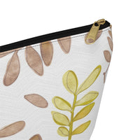 Watercolor Tossed Leaves Accessory Pouch w T-bottom in Red